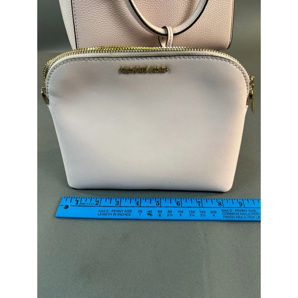 Michael Kors Pink Pebbled Leather Satchel and Dome Pouch 2-in-1 Handbag Set